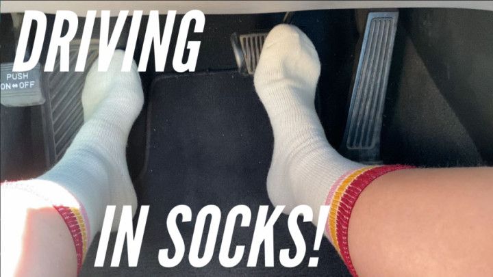 Cute Feet Driving in Long White Socks