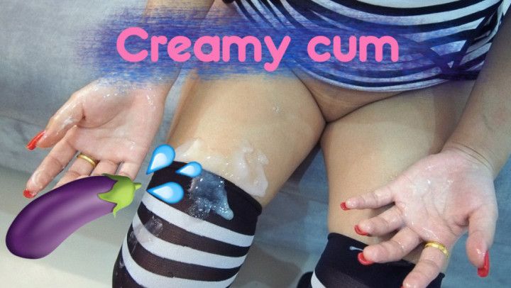 His cum was creamy on my leg