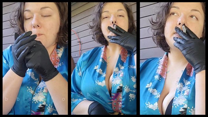 Cigarette Smoking in Latex Gloves