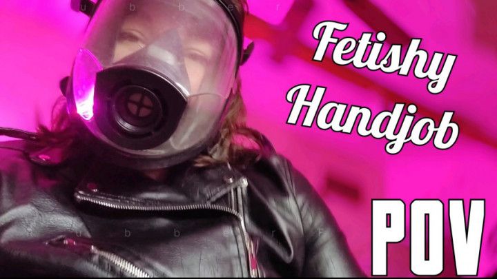 Gas Mask + Leather Handjob POV + Cum Cleanup