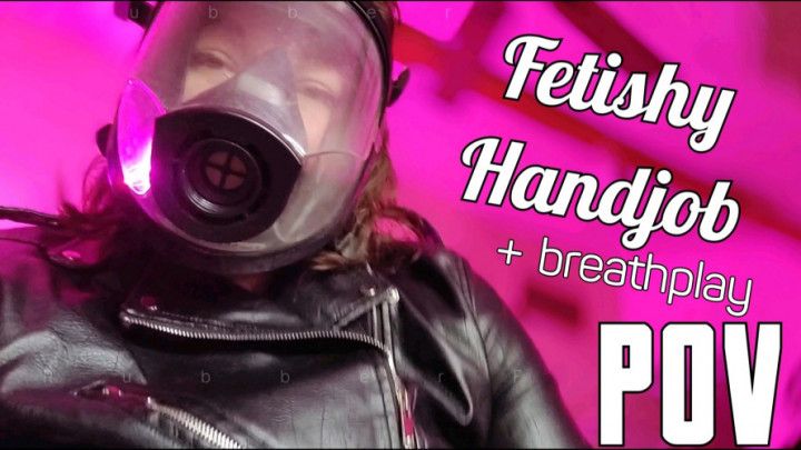 Gas Mask + Leather POV HJ Breathplay + Cum Cleanup FEMDOM