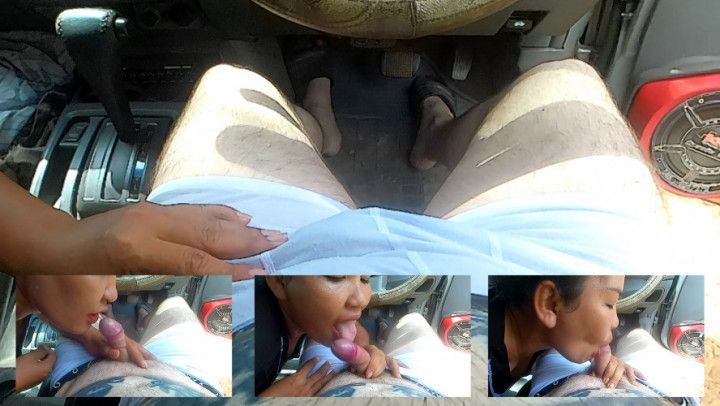 Blowjob in the car with swallowing! Oral