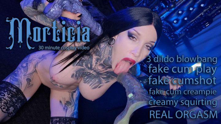 MORTICIA - dildo blowbang/bukkake/creampie with squirting