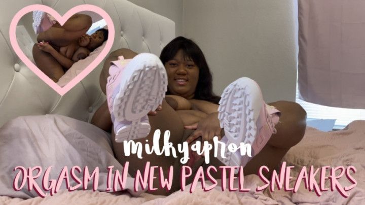 orgasm in new pastel sneakers