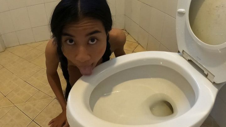 licks toilet sucks cock ass belted