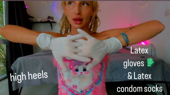 Latex gloves latex socks condoms + heels