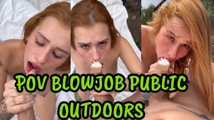 POV public blowjob in mountain