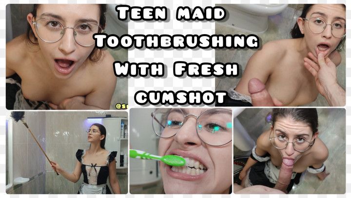 TEEN MAID TOOTHBRUSH WITH FRESH CUMSHOT