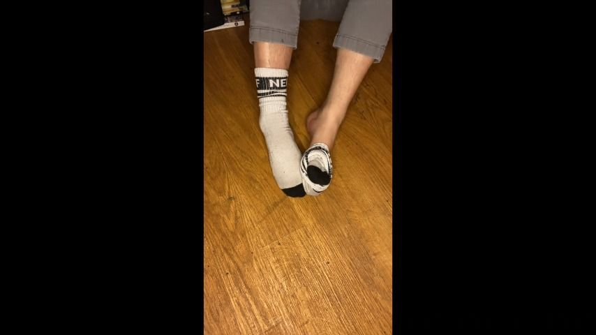 Black Nike Shoe/Sock Play W/Barefeet