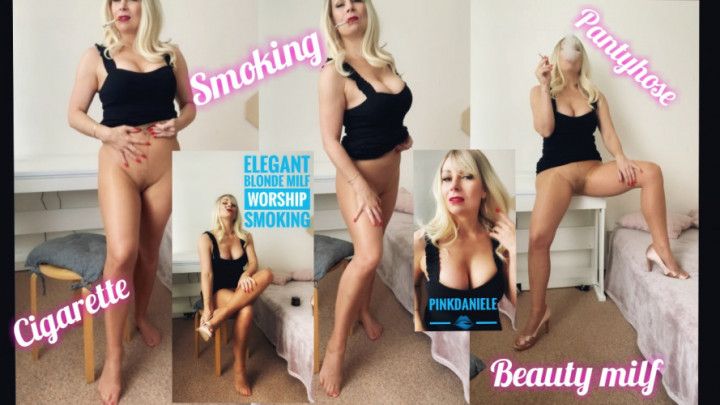 Elegant blonde milf, worship smoking