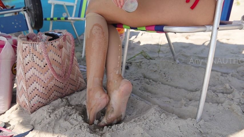 Nylon Knee High Socks On The Beach