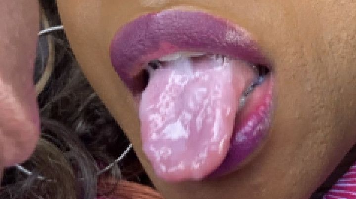 Tongue Covered in Cum