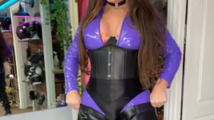 TS VIPER CROTCH HIGH LEATHER BOOTS PURPLE CATSUIT LEATHER CO