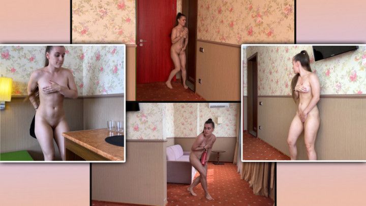 Naked Monica in the Hotel in Search of Clothes