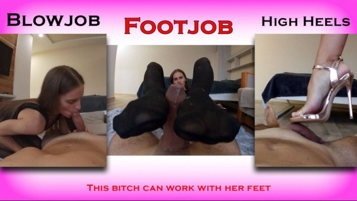 Blowjob &amp; Footjob and High heels