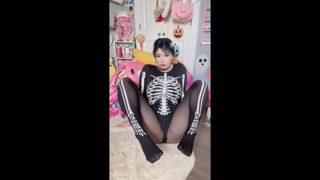 Sexy Skeleton Girl Teases, Stripes, &amp; Fucks