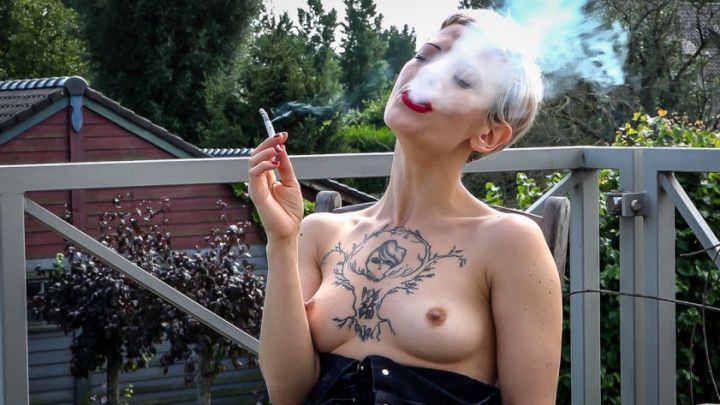 Smoking Topless on my Balcony