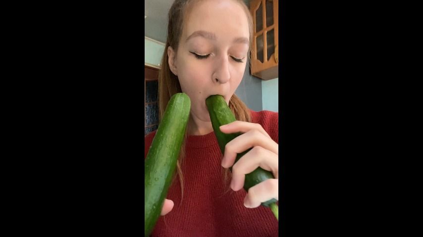 2 huge cucumbers in my little mouth