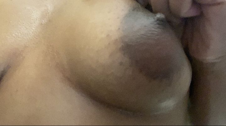 Playing with tits in the shower