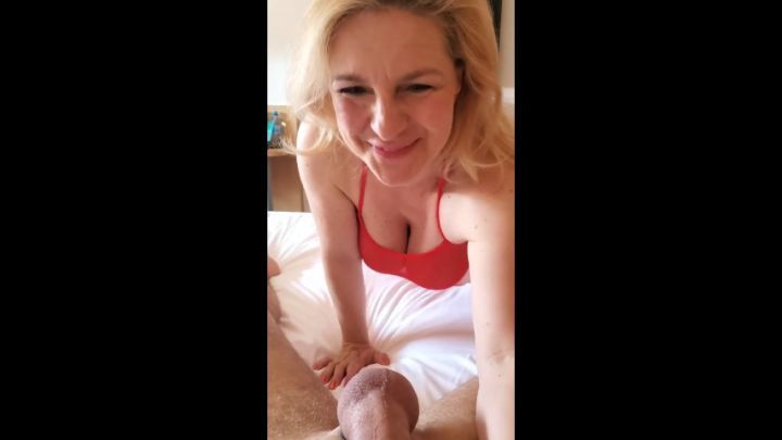 German Horny blonde Mom use Toyboy for fast Blowjob