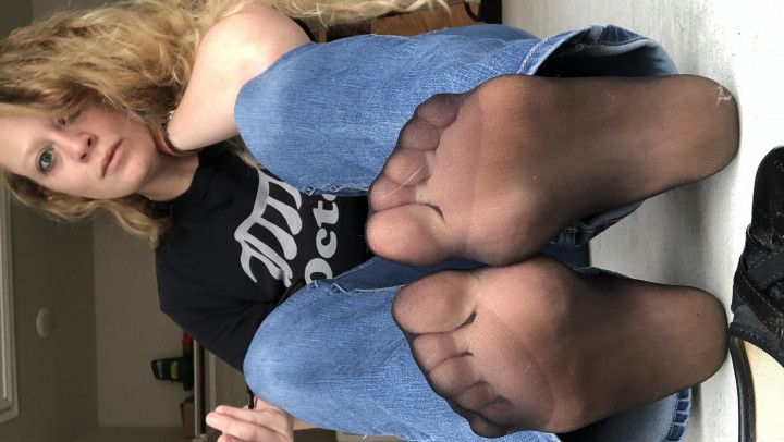 Nylon foot tease