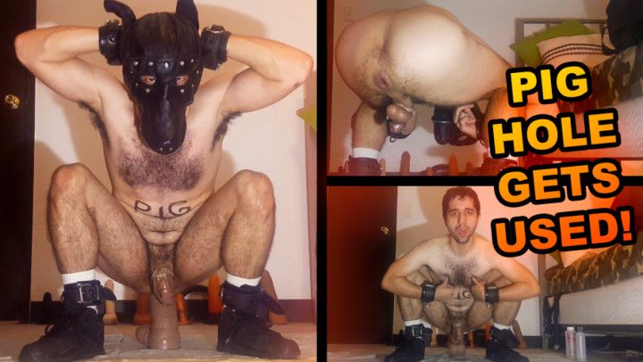 Pig-Hole Takes HUGE Hankey's Toys Dildo