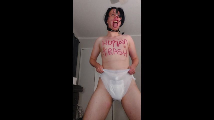 Human Trash Enjoying Diaper Humiliation