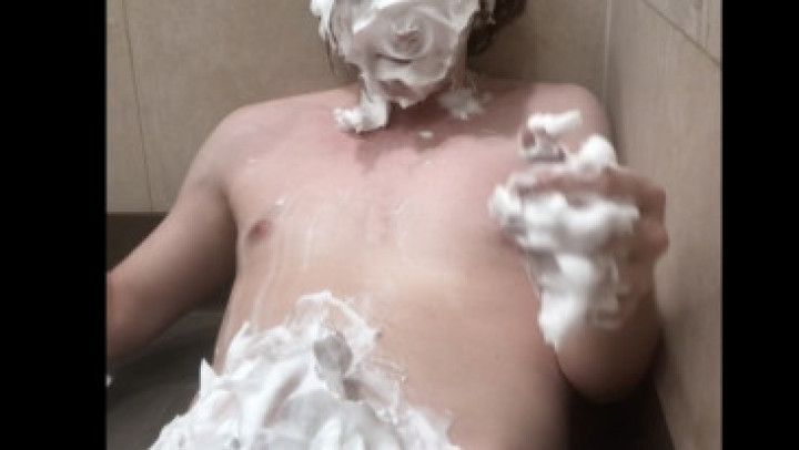 Naked Young boy get pied in the face