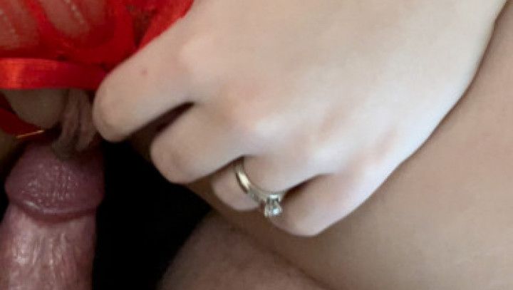 Daddy fucks me wearing crotchless panty