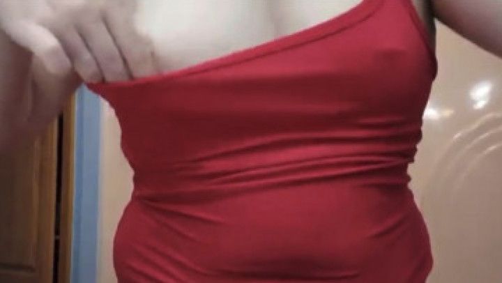 Milf shows off pierced nipples