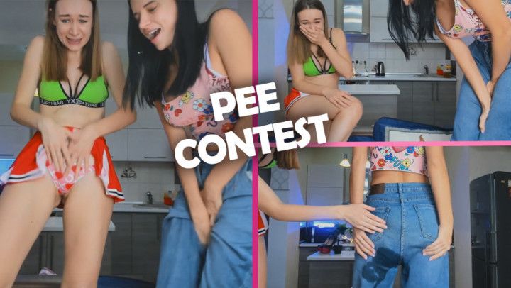 Desparate Pee contest from hot lesbians