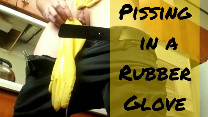 FtM Pissing Through Rubber Glove Comp