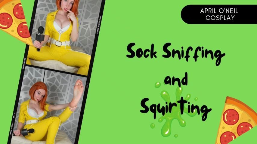 April O'Neil - Sock Sniff and Squirt