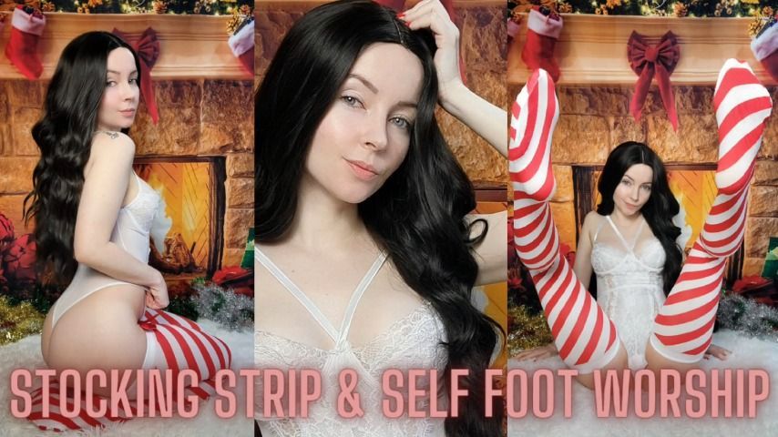 Stocking Strip and Self Foot Worship