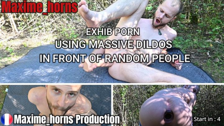 Using massive dildos in front of people