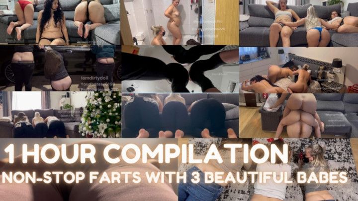 1 HOUR NON-STOP Farts with 3 Beautiful Babes Compilation