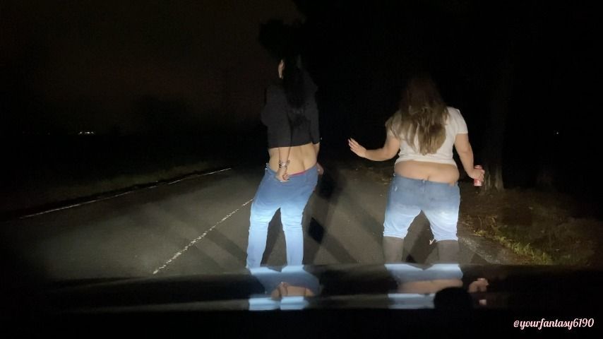 Butt crack dancing in front of the car