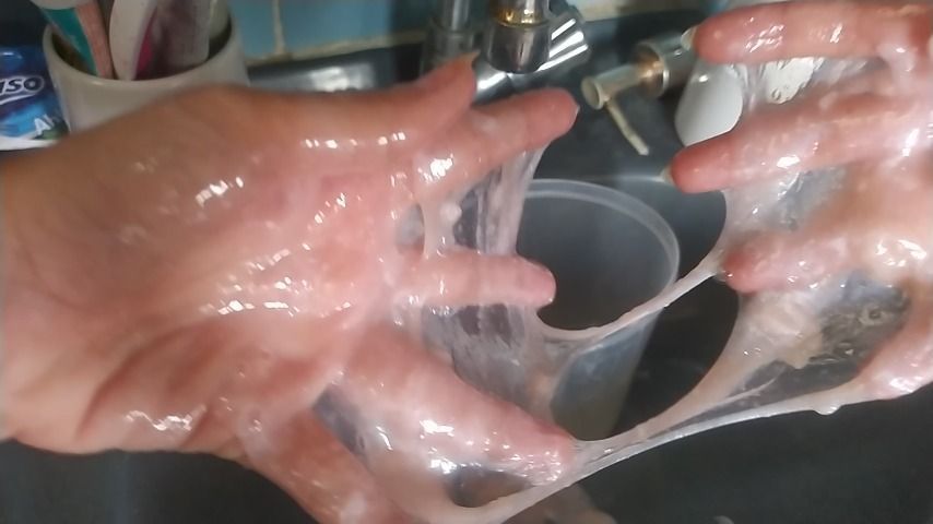 Messy Soap Slime on my Hands