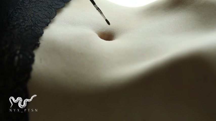 up close navel tickle w/ tiny paintbrush