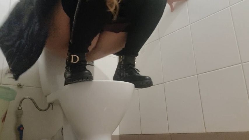 Peeing on public toilet