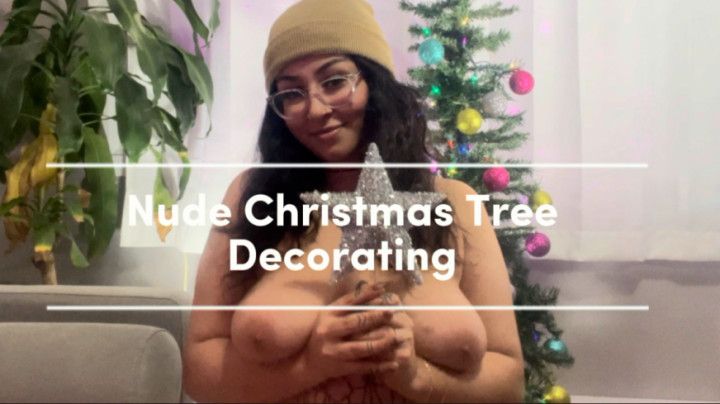 Nude Christmas tree decorating