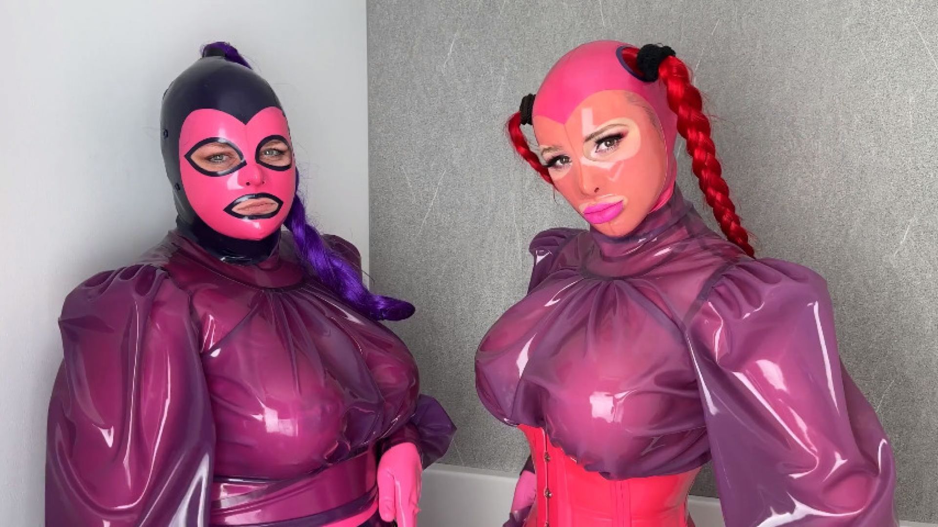 Pink and purple latex layers