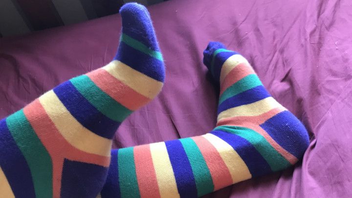 Taking off Striped Socks