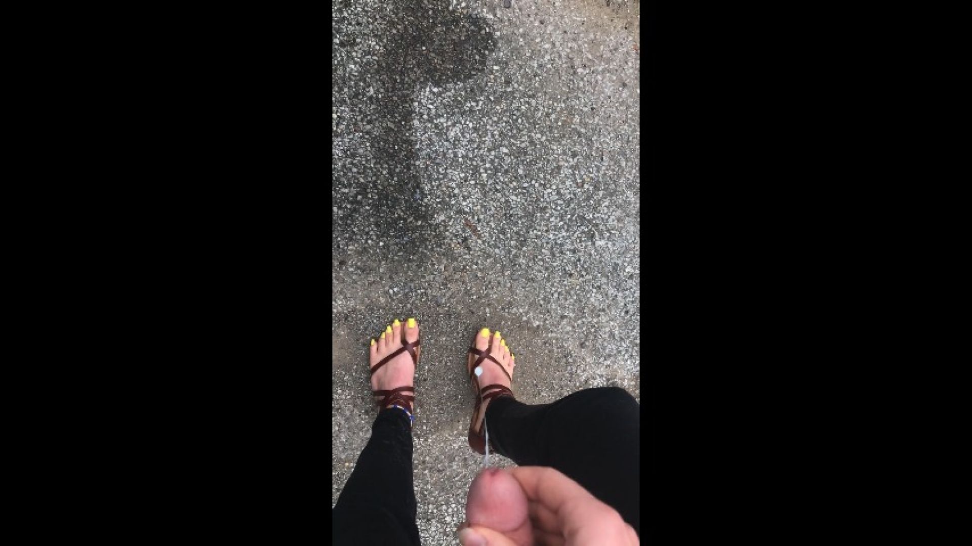 Public Cum with Yellow Toes