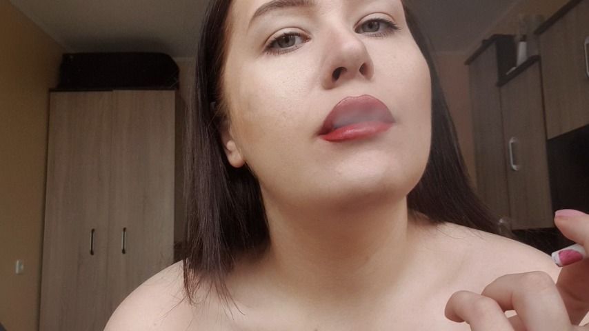 Smoking Red Lips Close View