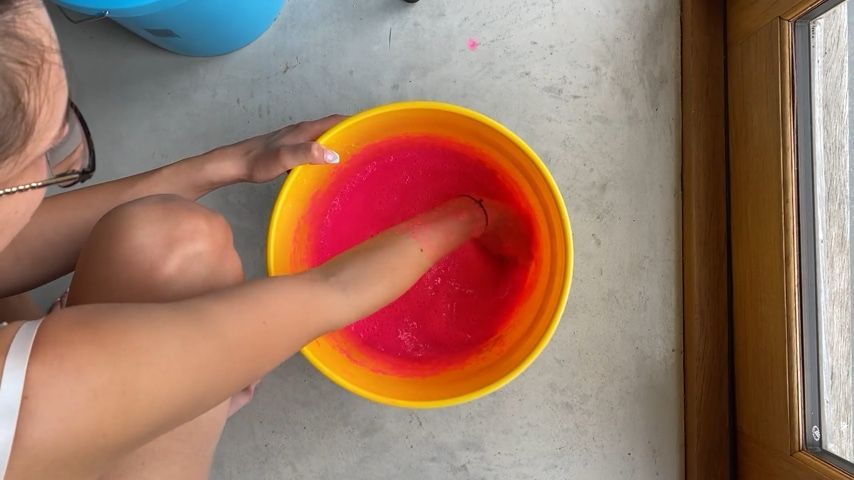 Mixing thick pink gunge