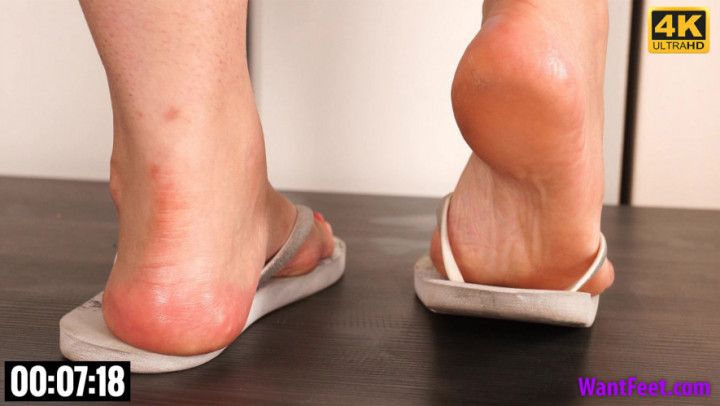 Bare Soles in Flip Flops 4K