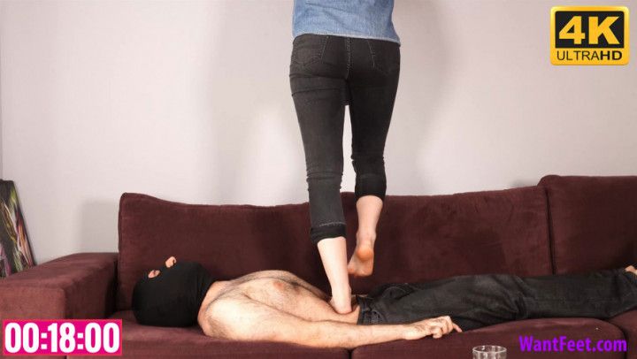 Barefoot Belly Trampling 4K