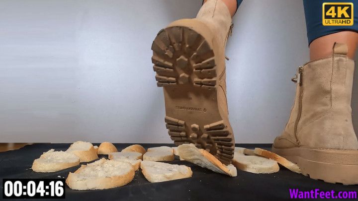 Bread Crush under Boots 4K