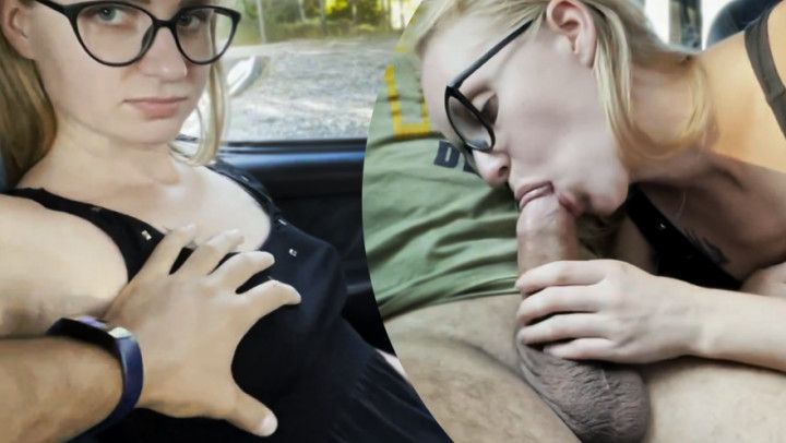 Blowjob in car with cum in Mouth